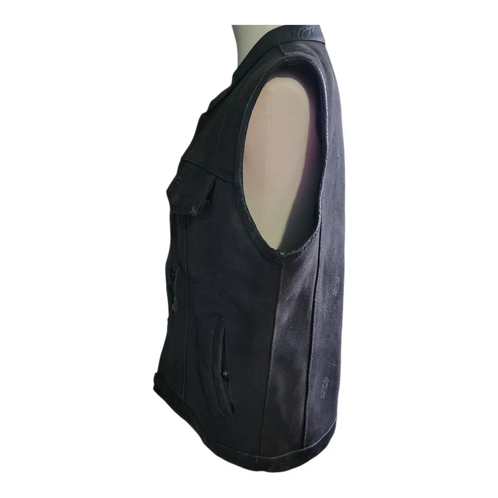 DREAM APPAREL Biker Black Premium‎ Canvas & Leather Conceal Carry Distressed 44